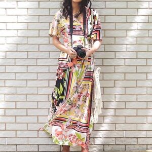 Whowhatwear Floral Scarf Print Maxi Wrap Dress